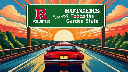 Rutgers Serves the Garden State sign