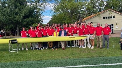 alumni Joe and Barbara Schenkel have a lifetime of giving that includes donating a shell to the men’s crew program